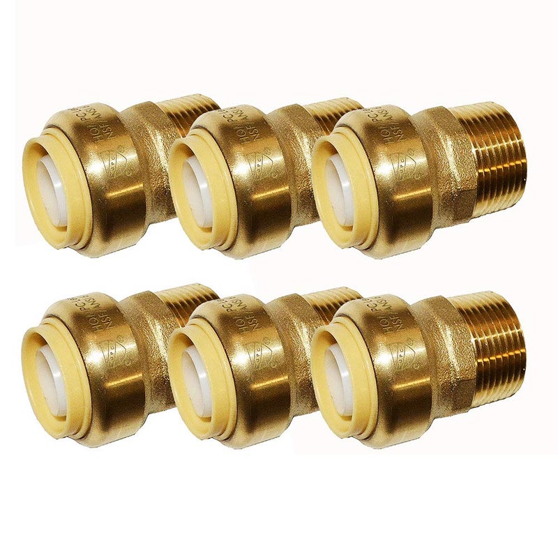 HQMPC 3/4" Pex Fitting Straight Coupling Push Fit PEX Fittings, Push-to-Connect Copper, CPVC No Pb Brass Plumbing Fittings (6pcs, 3/4 Inch) - Image 1